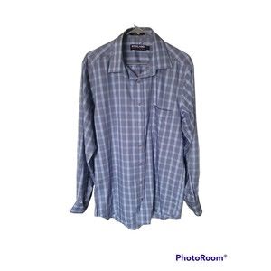 Kirkland Signature Men's Non-Iron Long Sleeve button Shirt - Gray/Blue - Size L